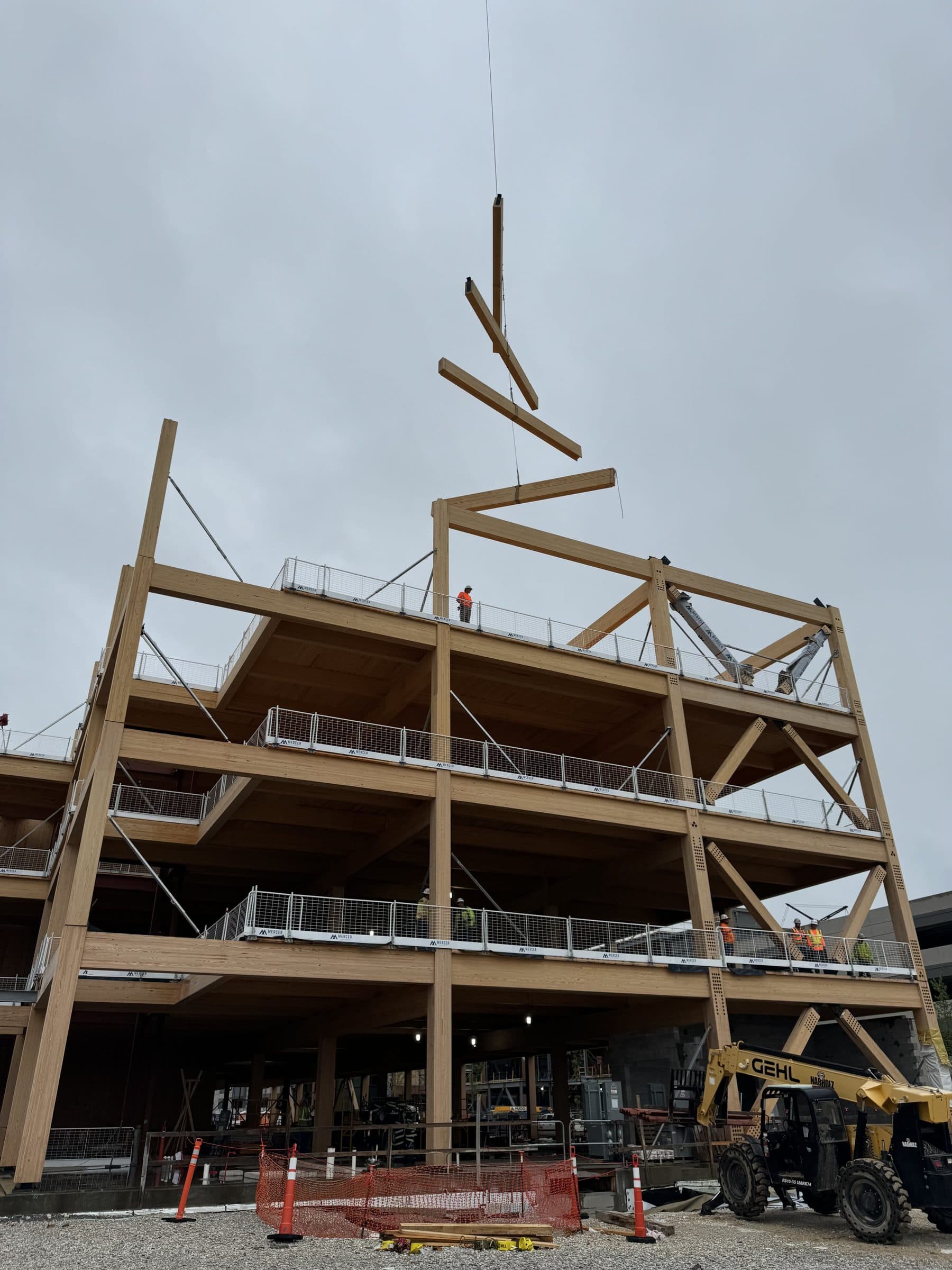 Iron worker safety on mass timber project
